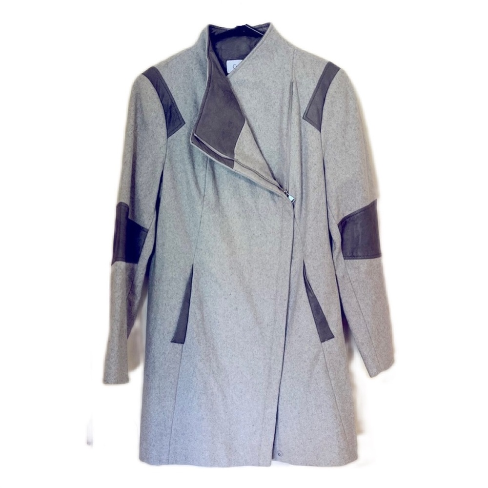 Calvin Klein Grey Wool leather coat
